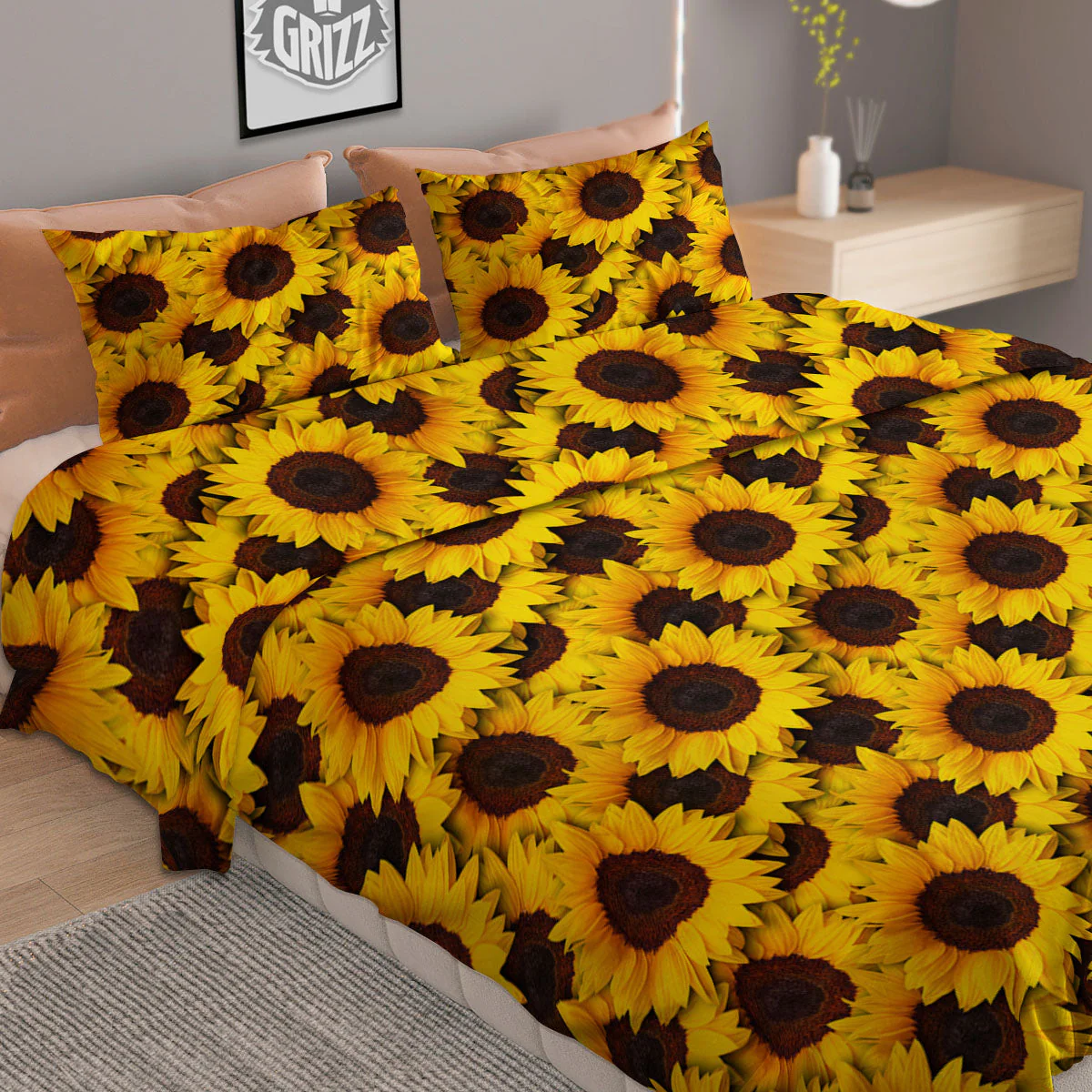 Sunflower Yellow Print Pattern Duvet Cover Bedding Set - Image 2
