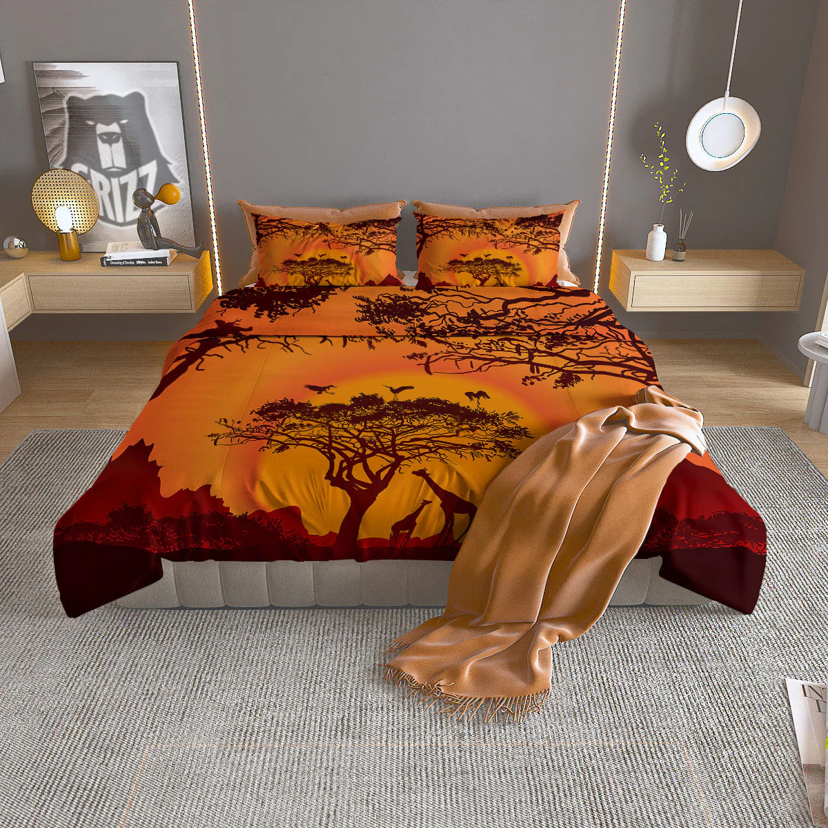 Sunset African Savanna Print Duvet Cover Bedding Set