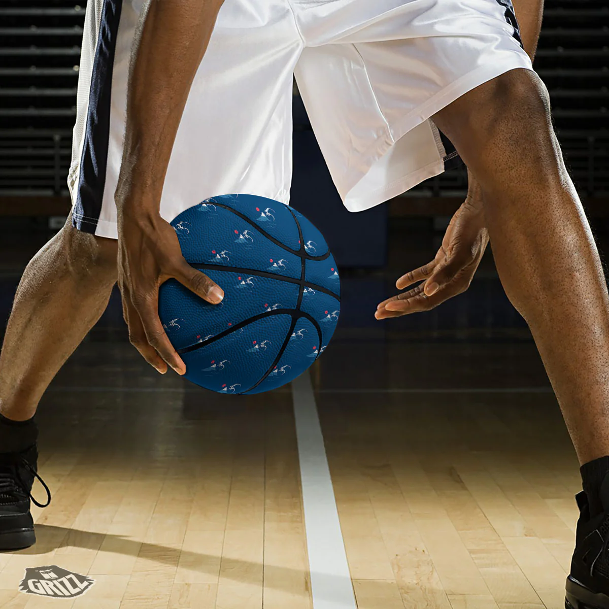 Sunset Japanese Print Pattern Basketball - Image 3