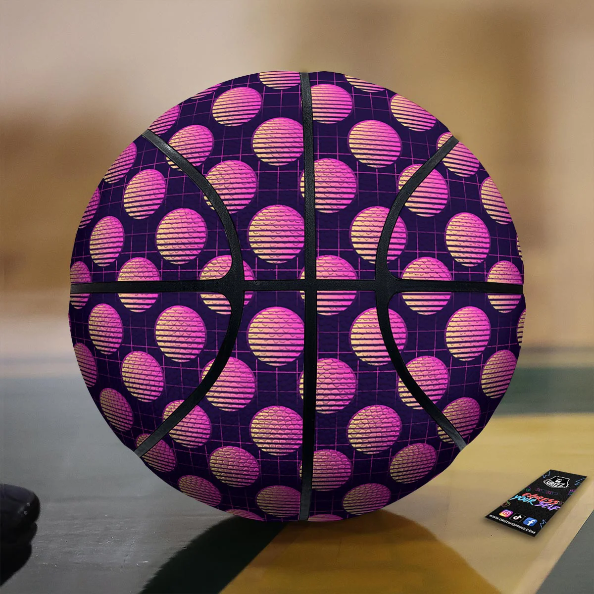 Sunset Retrowave Print Pattern Basketball