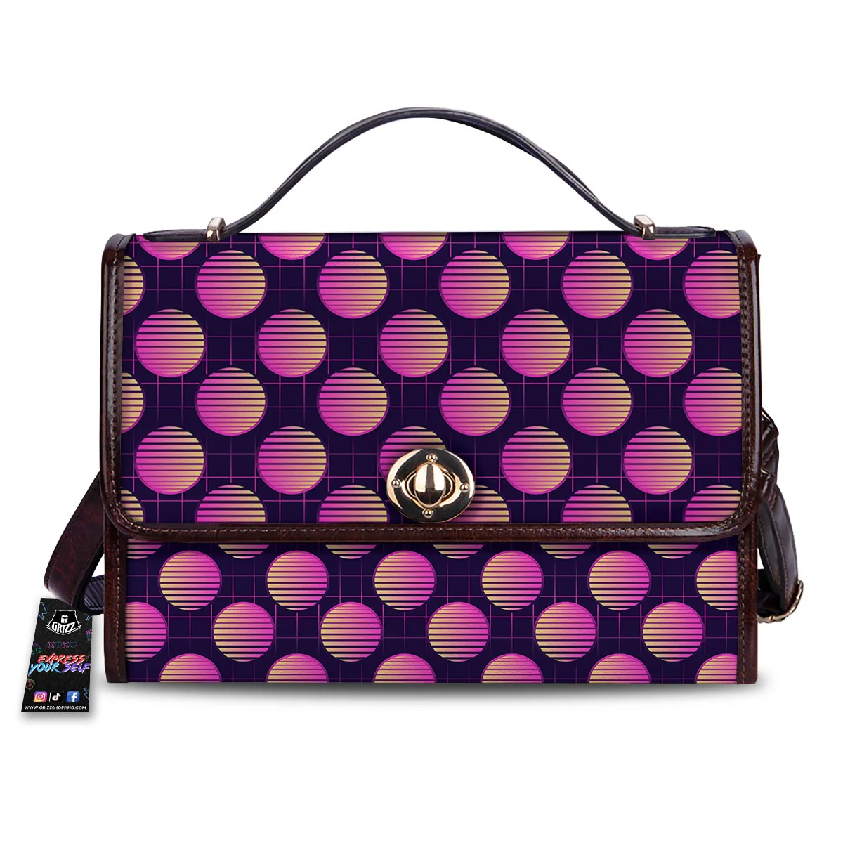 Sunset Retrowave Print Pattern Women's Satchel Bag