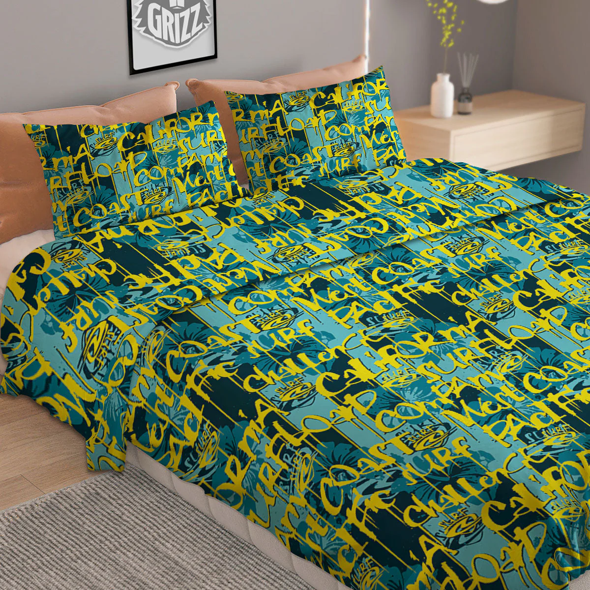Surfing Graffiti Print Pattern Duvet Cover Bedding Set - Image 2