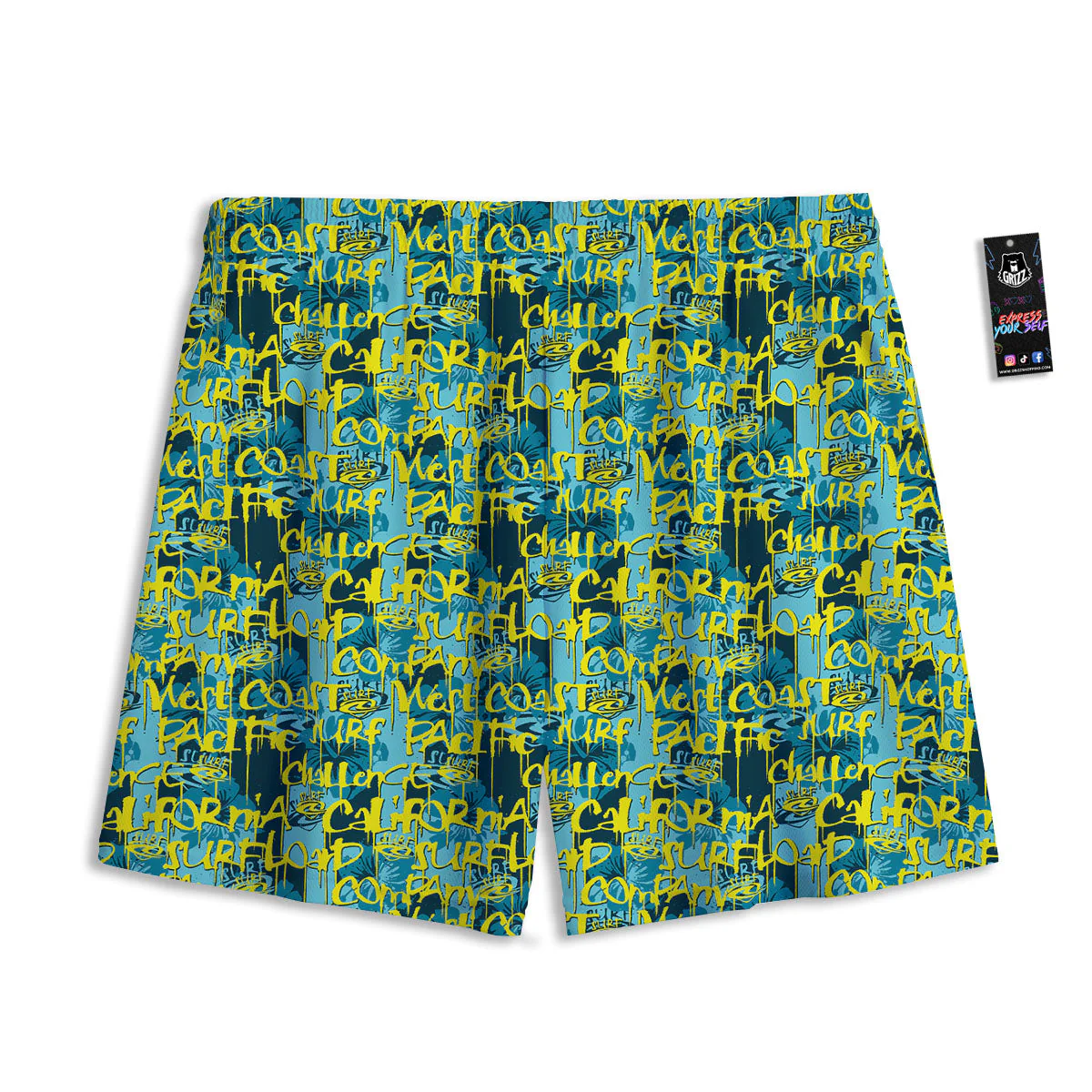 Surfing Graffiti Print Pattern Mesh Shorts - Image 2