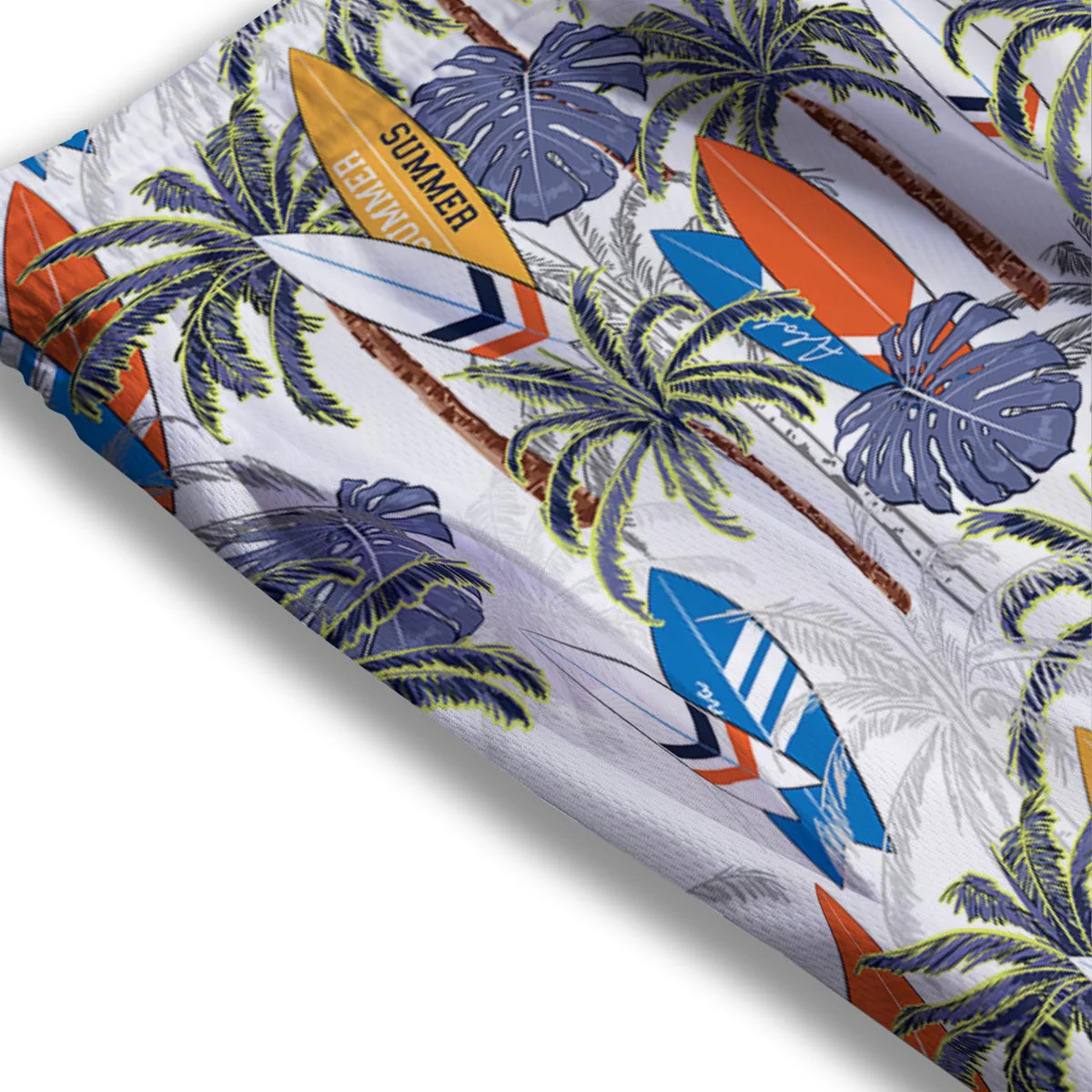 Surfing Summer Print Pattern Mesh Shorts - Image 3