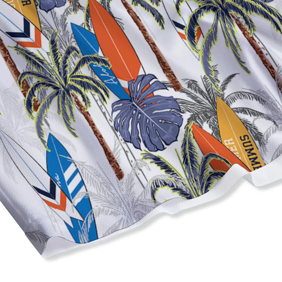 Surfing Summer Print Pattern Mesh Shorts - Image 4