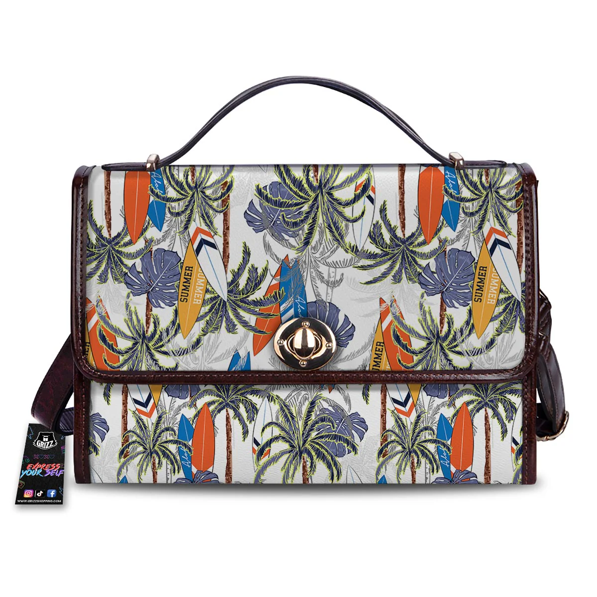 Surfing Summer Print Pattern Women's Satchel Bag