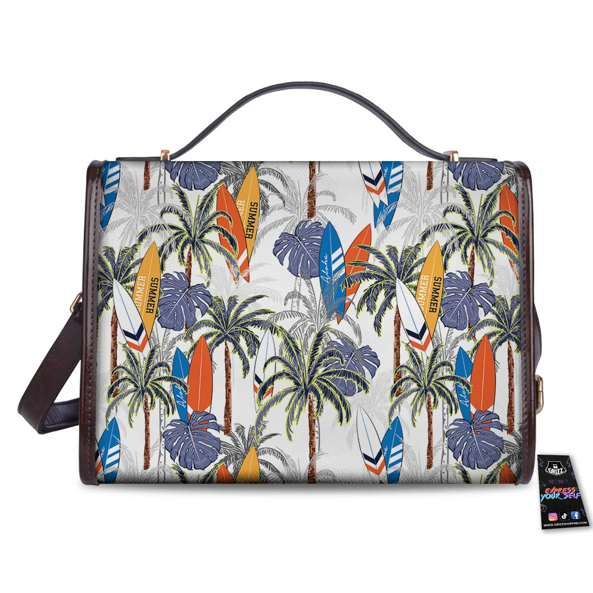 Surfing Summer Print Pattern Women's Satchel Bag - Image 2