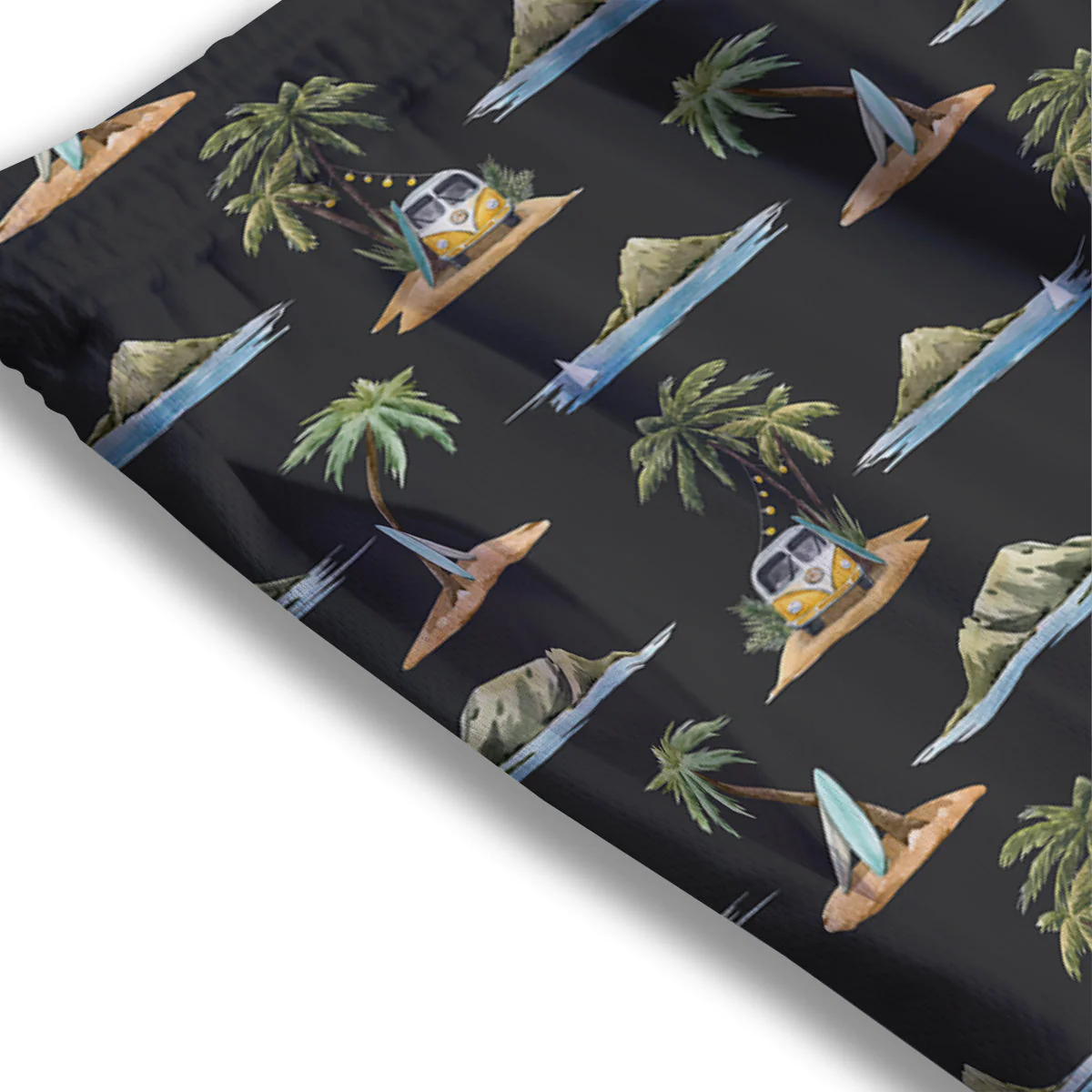 Surfing Watercolor Print Pattern Mesh Shorts - Image 3