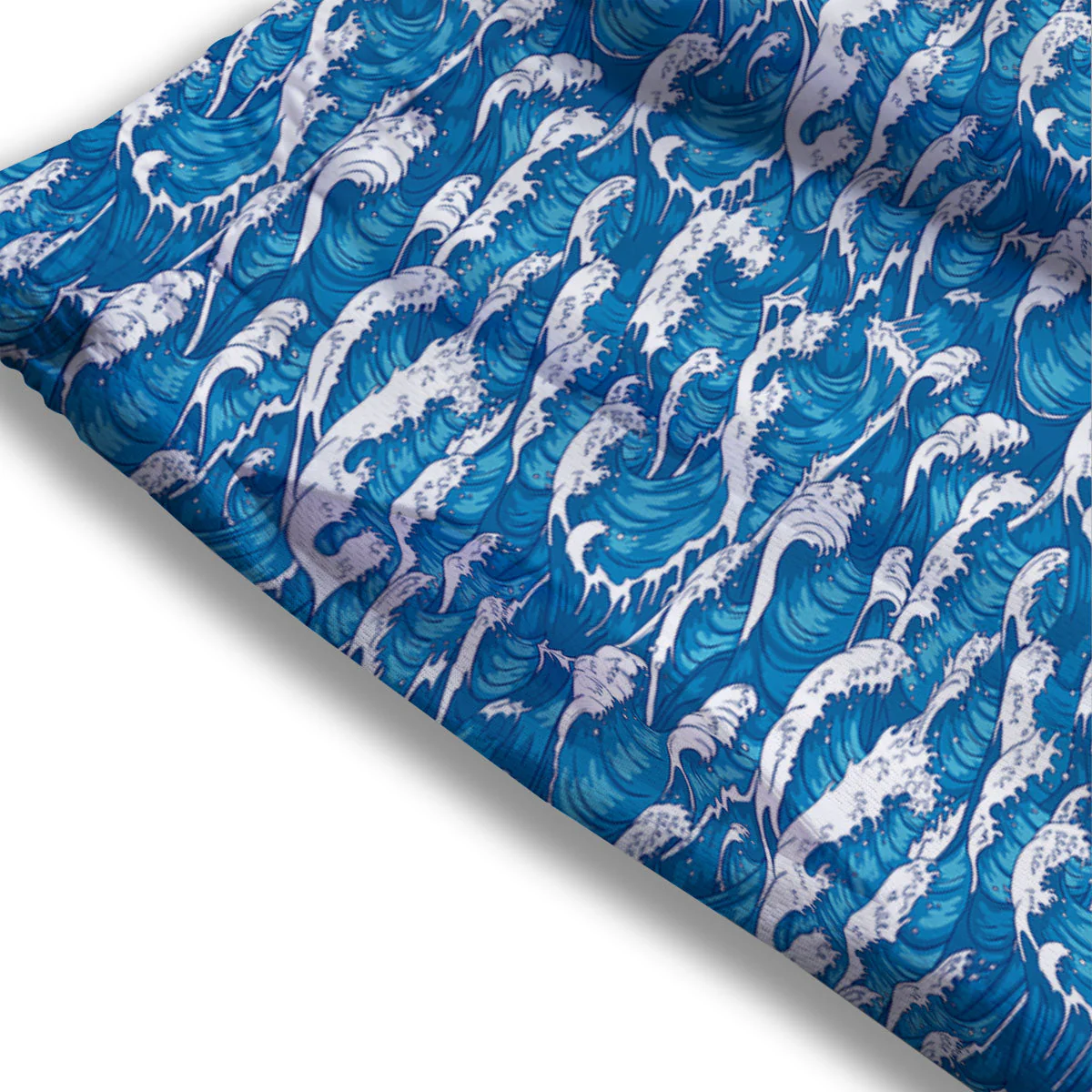 Surfing Wave Blue Print Pattern Mesh Shorts - Image 3