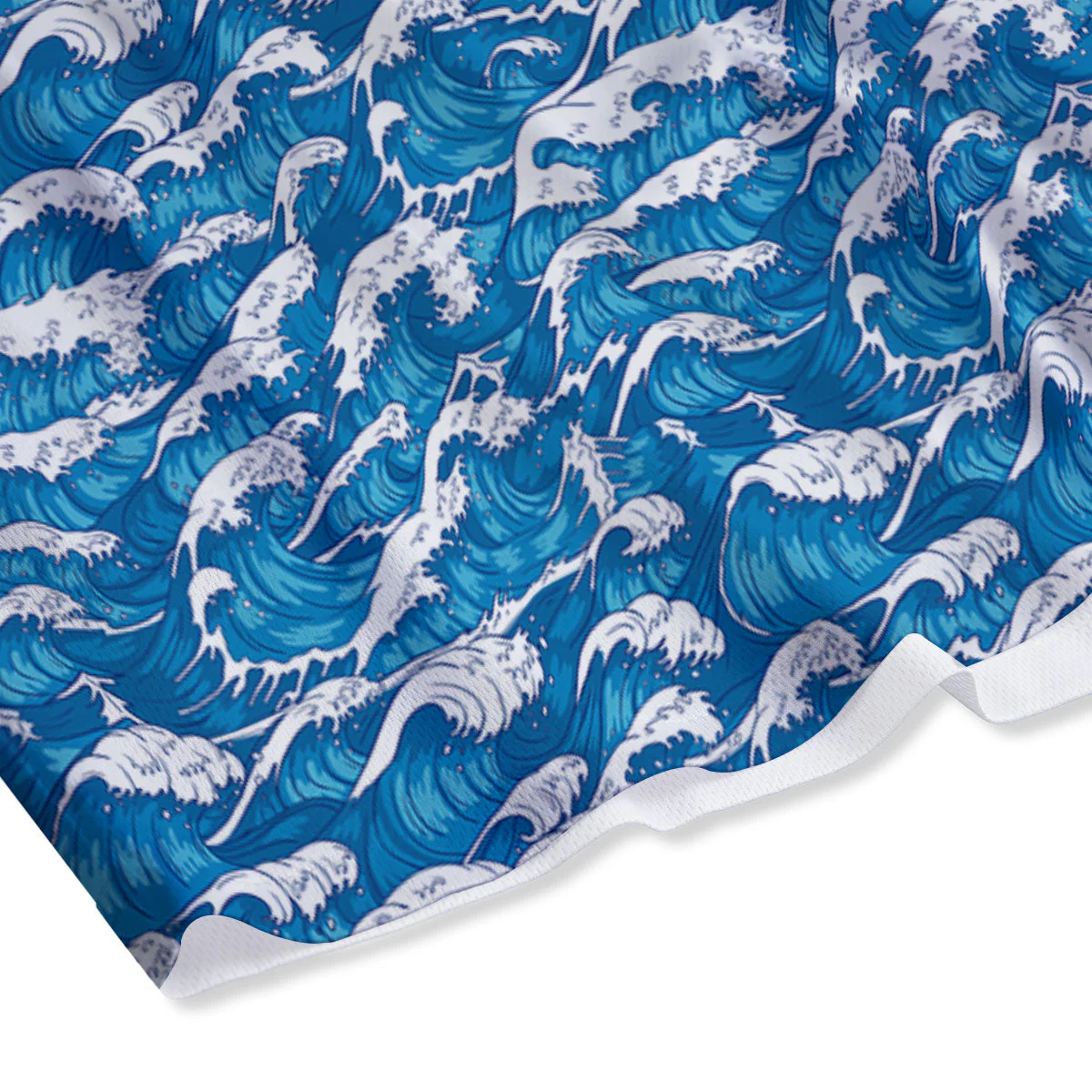 Surfing Wave Blue Print Pattern Mesh Shorts - Image 4