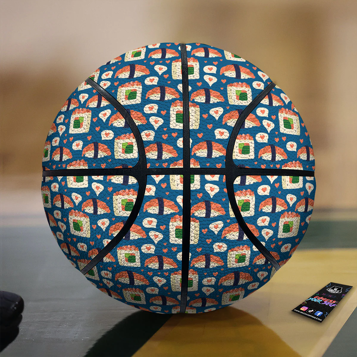 Sushi Doodle Japanese Print Pattern Basketball