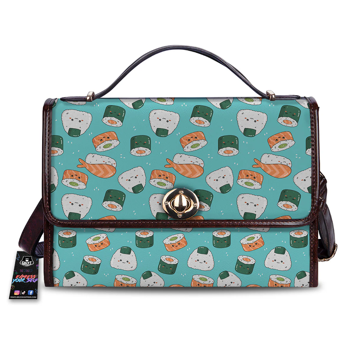 Sushi Kawaii Japanese Print Pattern Women's Satchel Bag