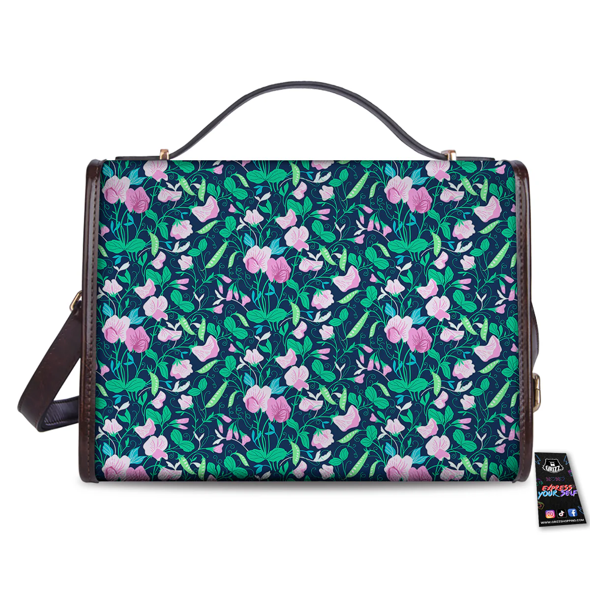 Sweet Pea Vintage Print Pattern Women's Satchel Bag - Image 2