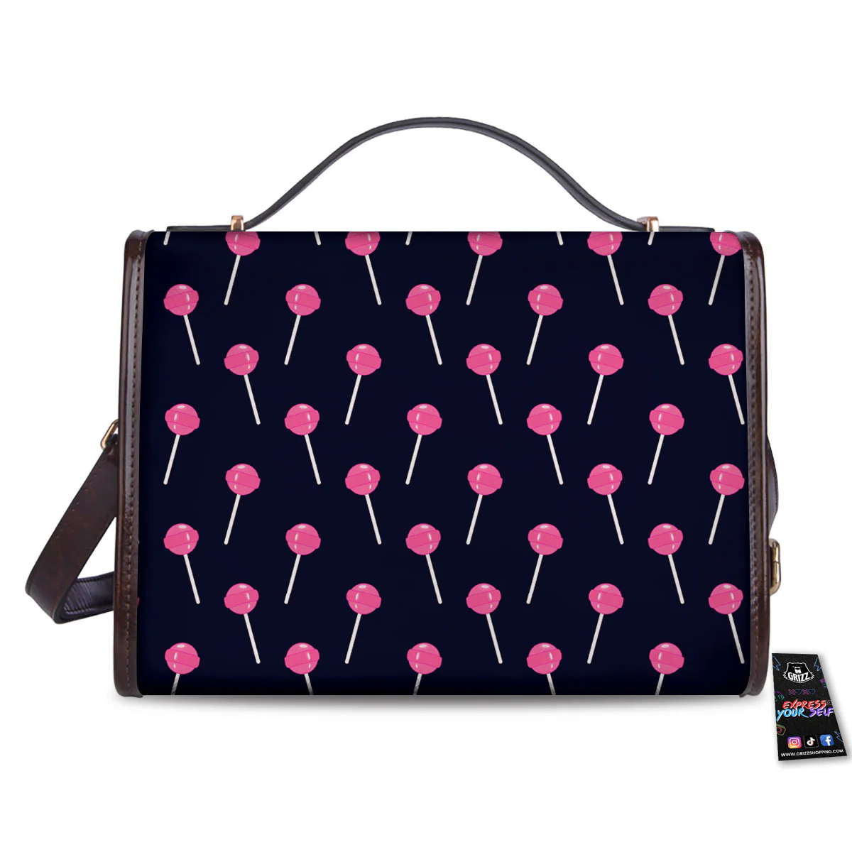 Sweet Pink Lollipop Print Pattern Women's Satchel Bag - Image 2