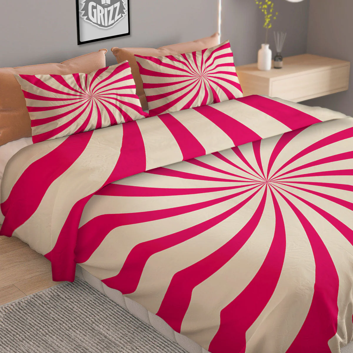 Swirl Candy Pink Print Duvet Cover Bedding Set - Image 2