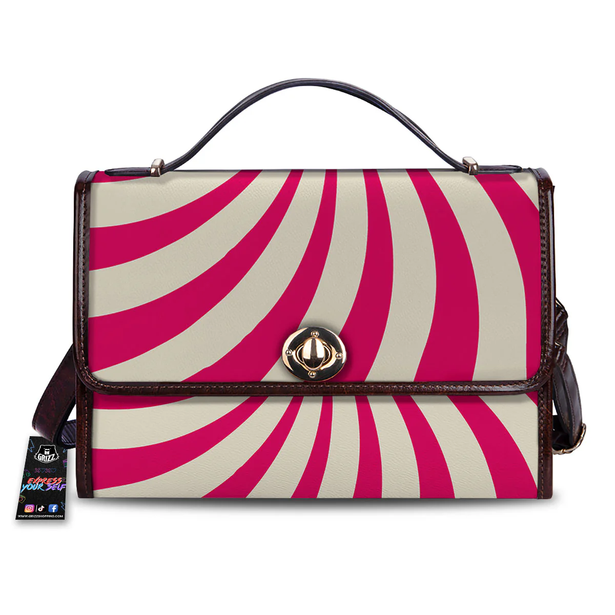 Swirl Candy Pink Print Women's Satchel Bag