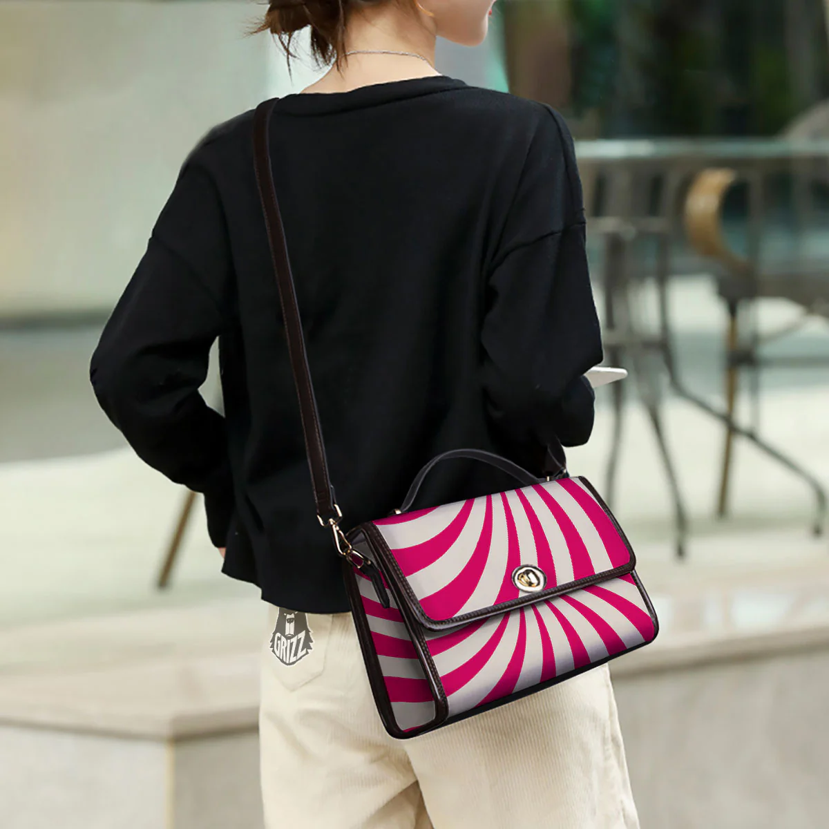 Swirl Candy Pink Print Women's Satchel Bag - Image 3