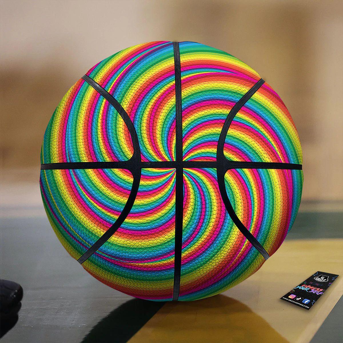 Swirl Candy Rainbow Print Basketball