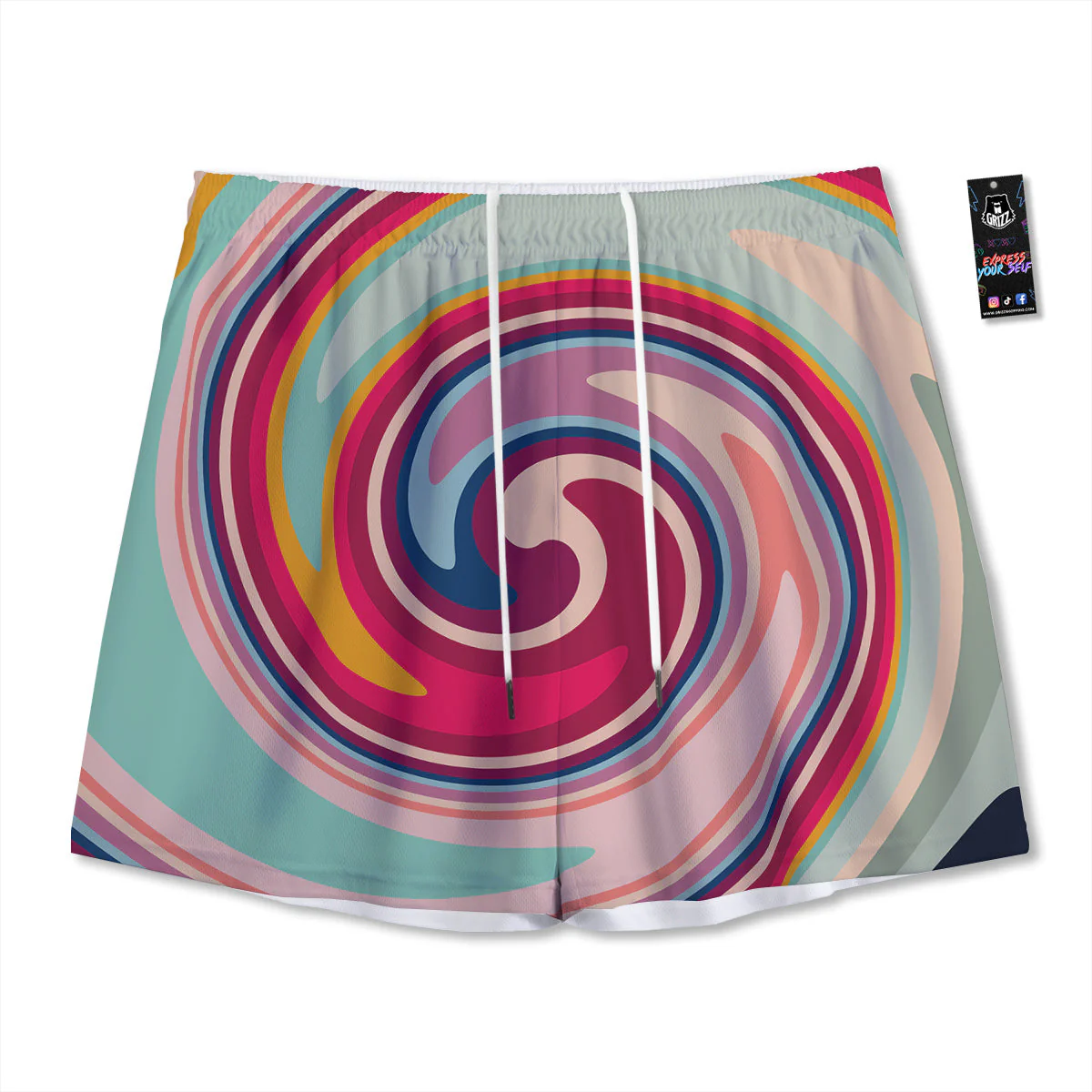 Swirl Colorful Print Mesh Shorts