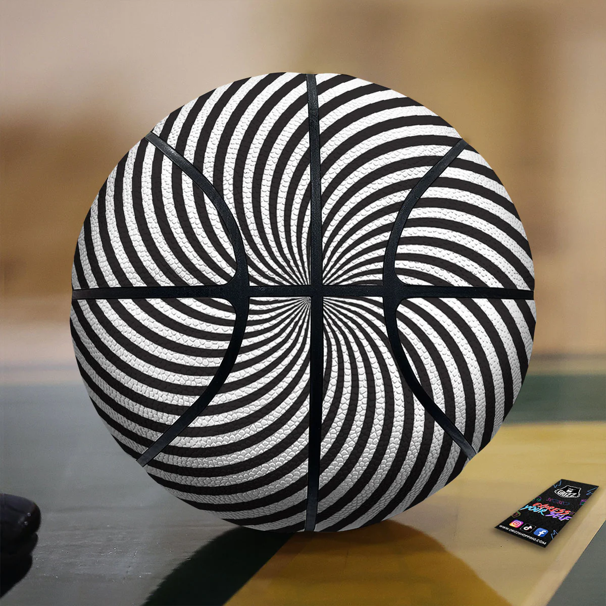Swirl Illusion White And Black Print Basketball