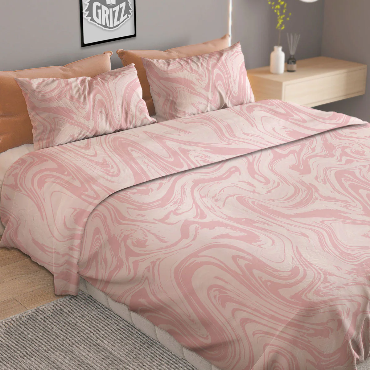 Swirl Pink Print Pattern Duvet Cover Bedding Set - Image 2