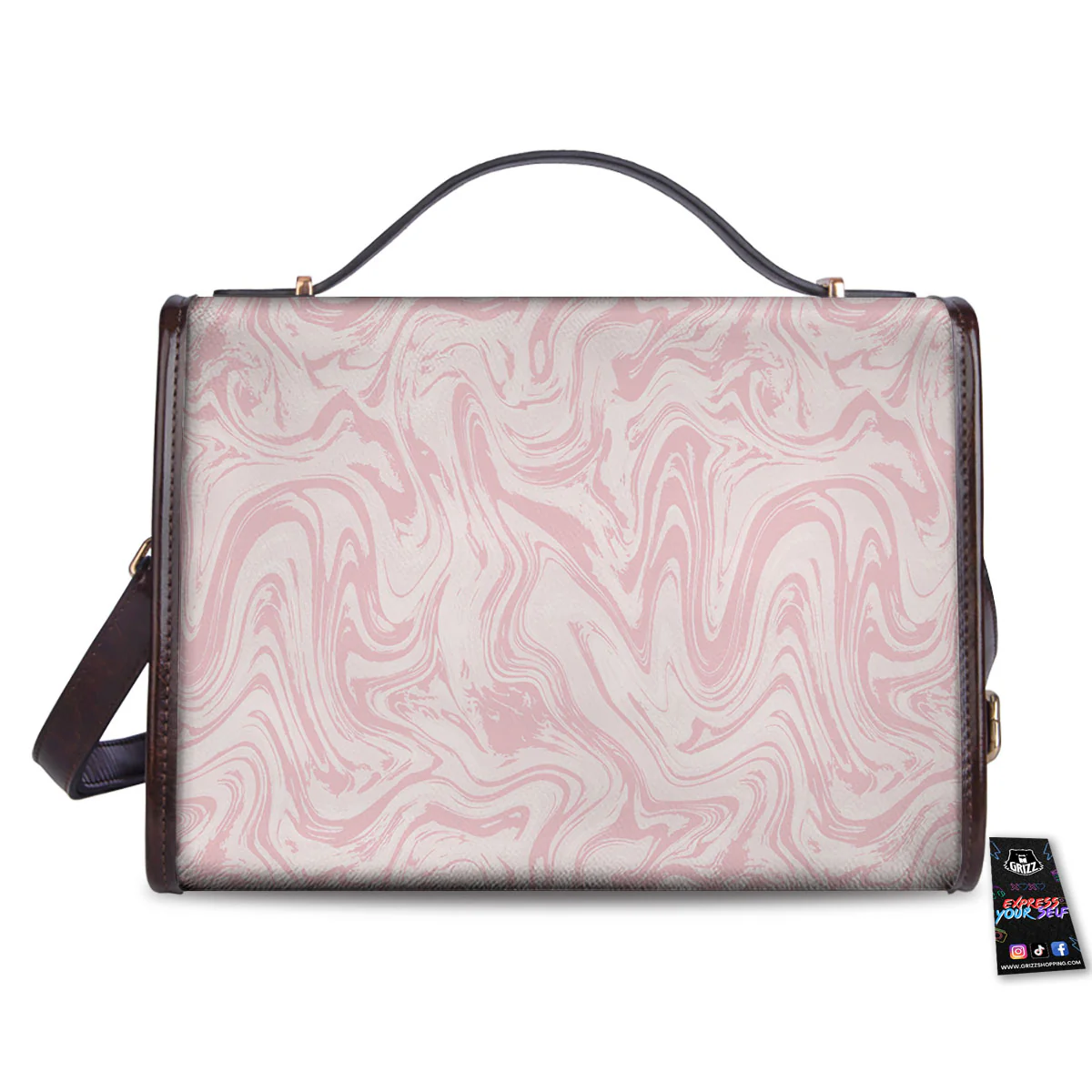 Swirl Pink Print Pattern Women's Satchel Bag - Image 2