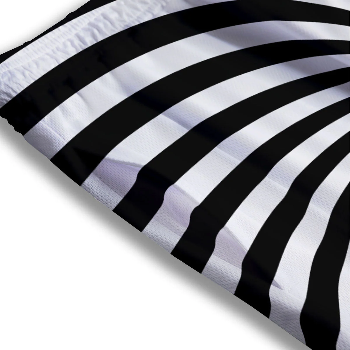 Swirl White And Black Print Mesh Shorts - Image 3