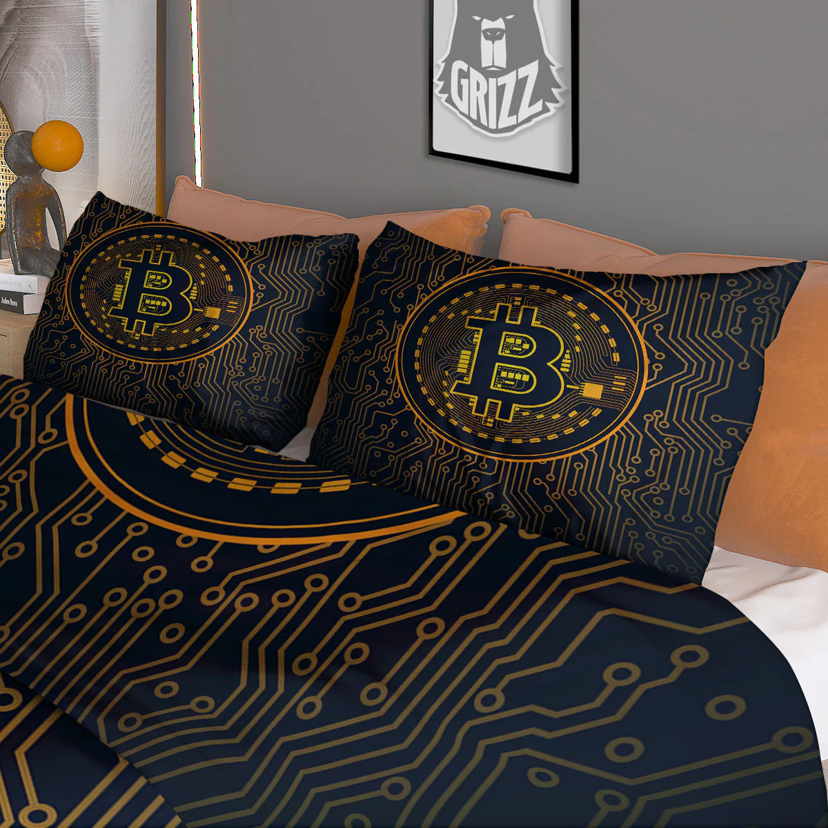 Symbol Bitcoin Crypto Print Duvet Cover Bedding Set - Image 3