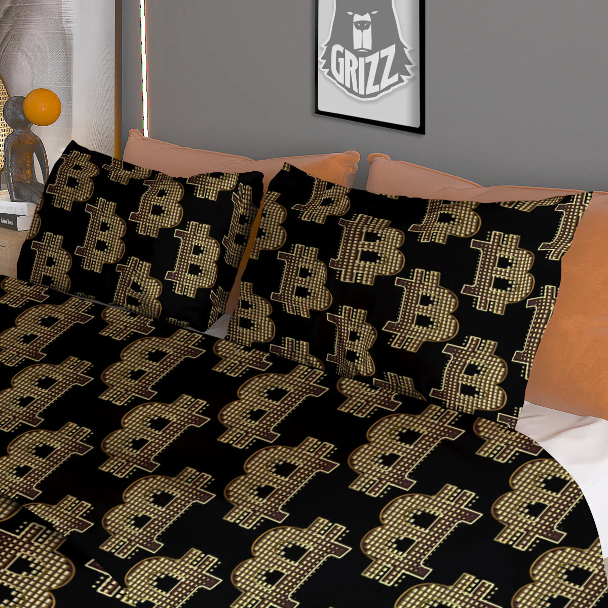 Symbol Bitcoin Print Pattern Duvet Cover Bedding Set - Image 3
