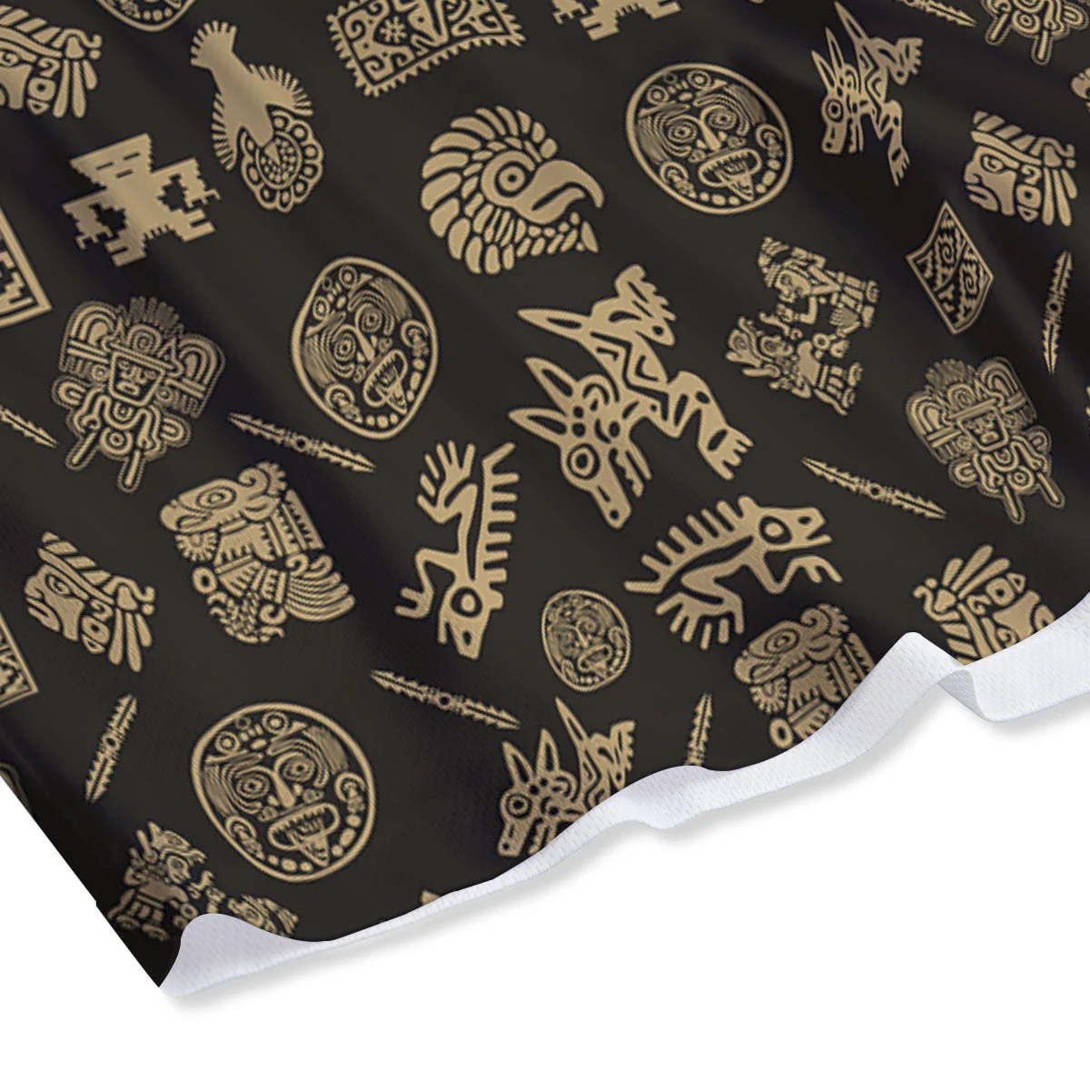 Symbol Mayan Print Pattern Mesh Shorts - Image 4