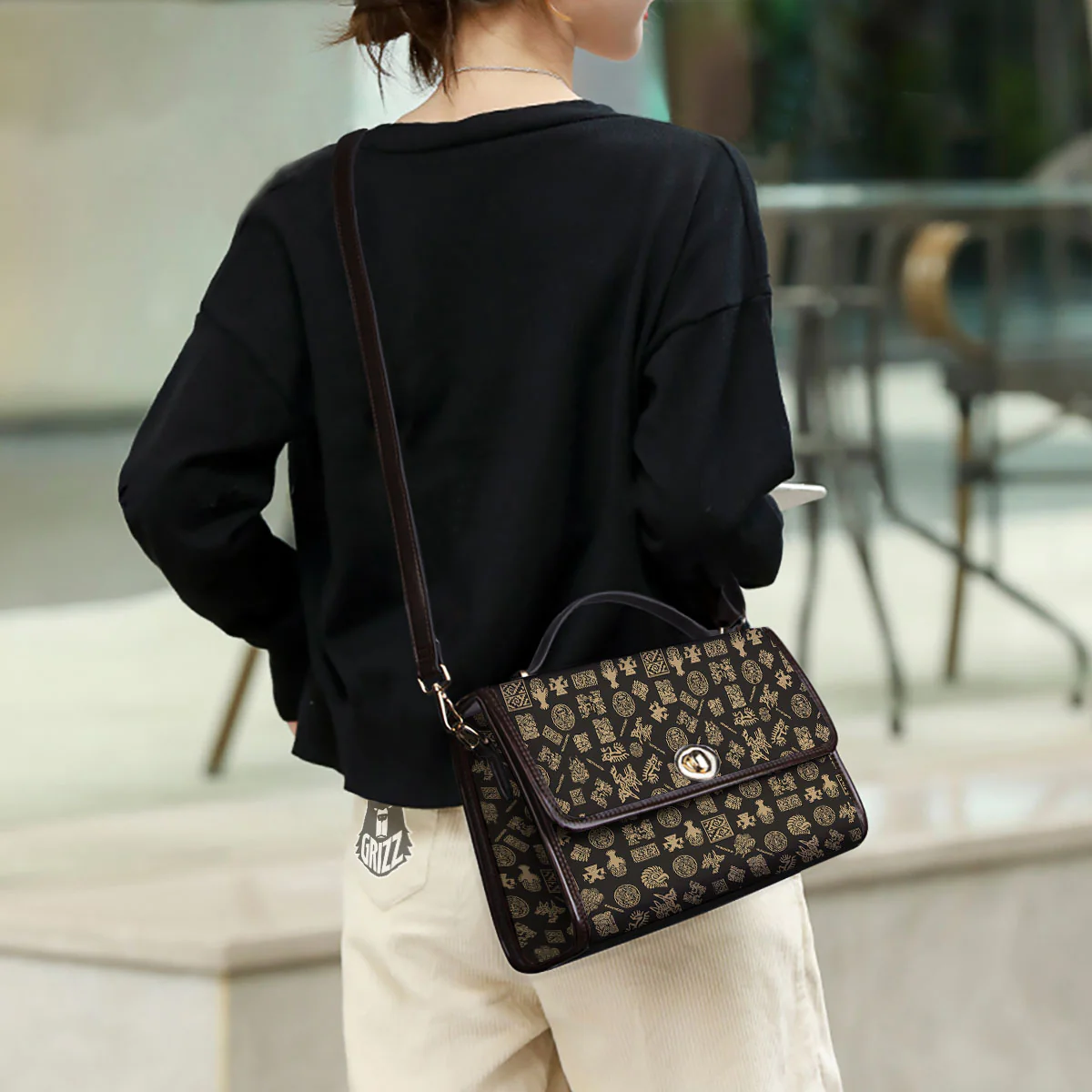 Symbol Mayan Print Pattern Women's Satchel Bag - Image 3