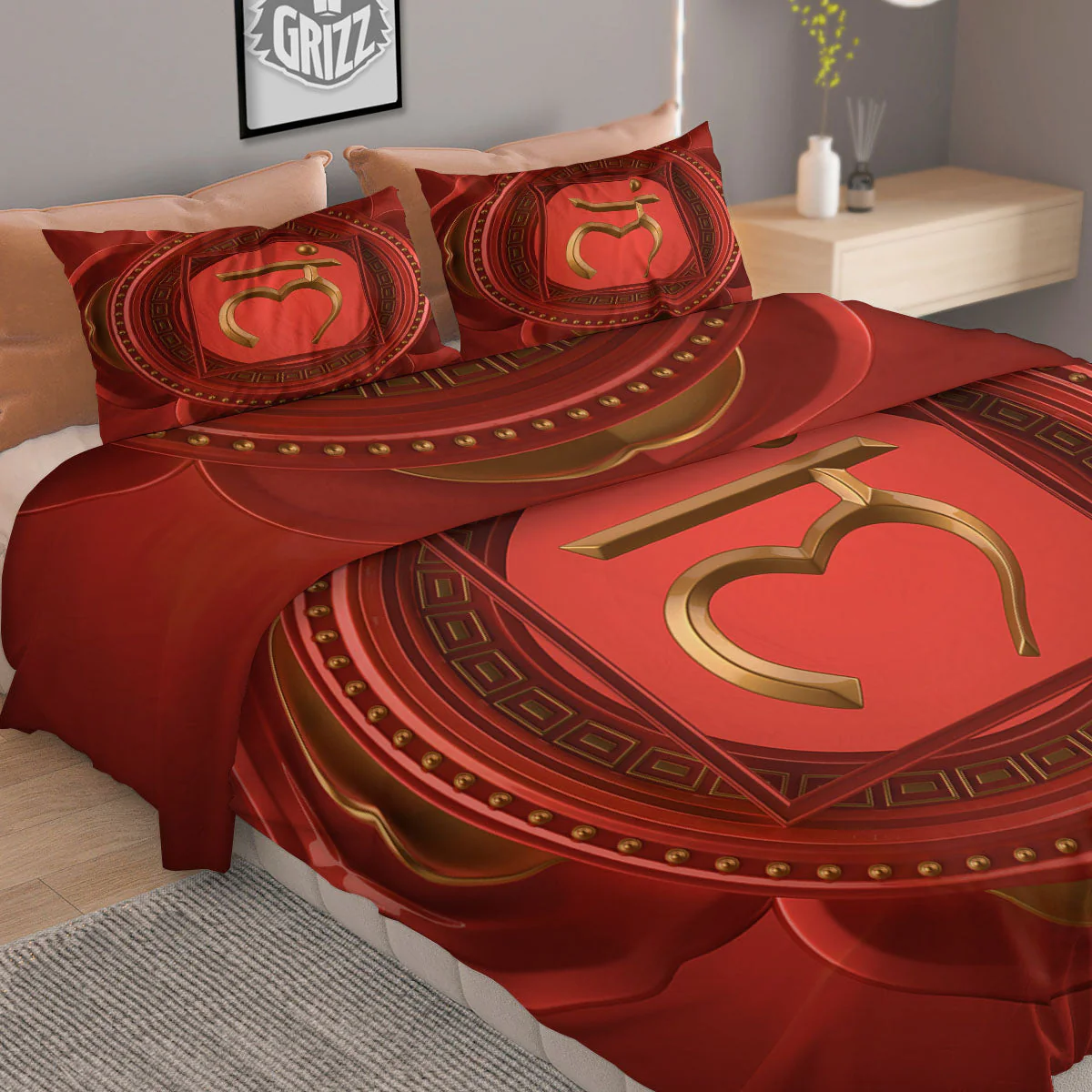 Symbol Muladhara Chakra Print Duvet Cover Bedding Set - Image 2