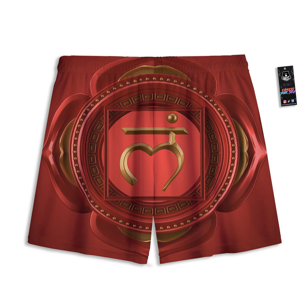 Symbol Muladhara Chakra Print Mesh Shorts - Image 2