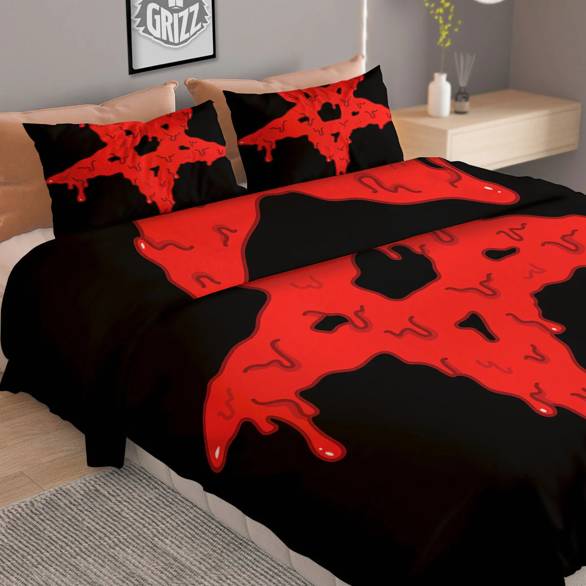 Symbol Red Pentagram Print Duvet Cover Bedding Set - Image 2