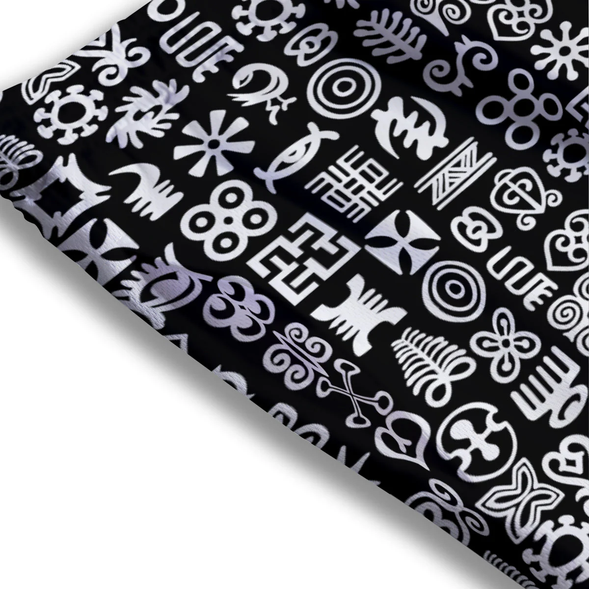 Symbols Black Adinkra Print Pattern Mesh Shorts - Image 3