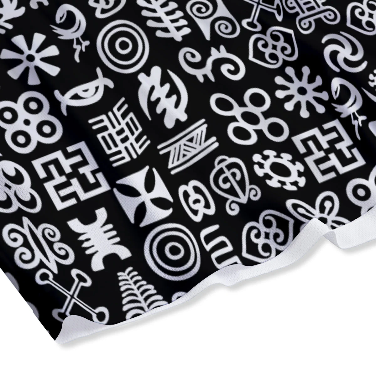Symbols Black Adinkra Print Pattern Mesh Shorts - Image 4