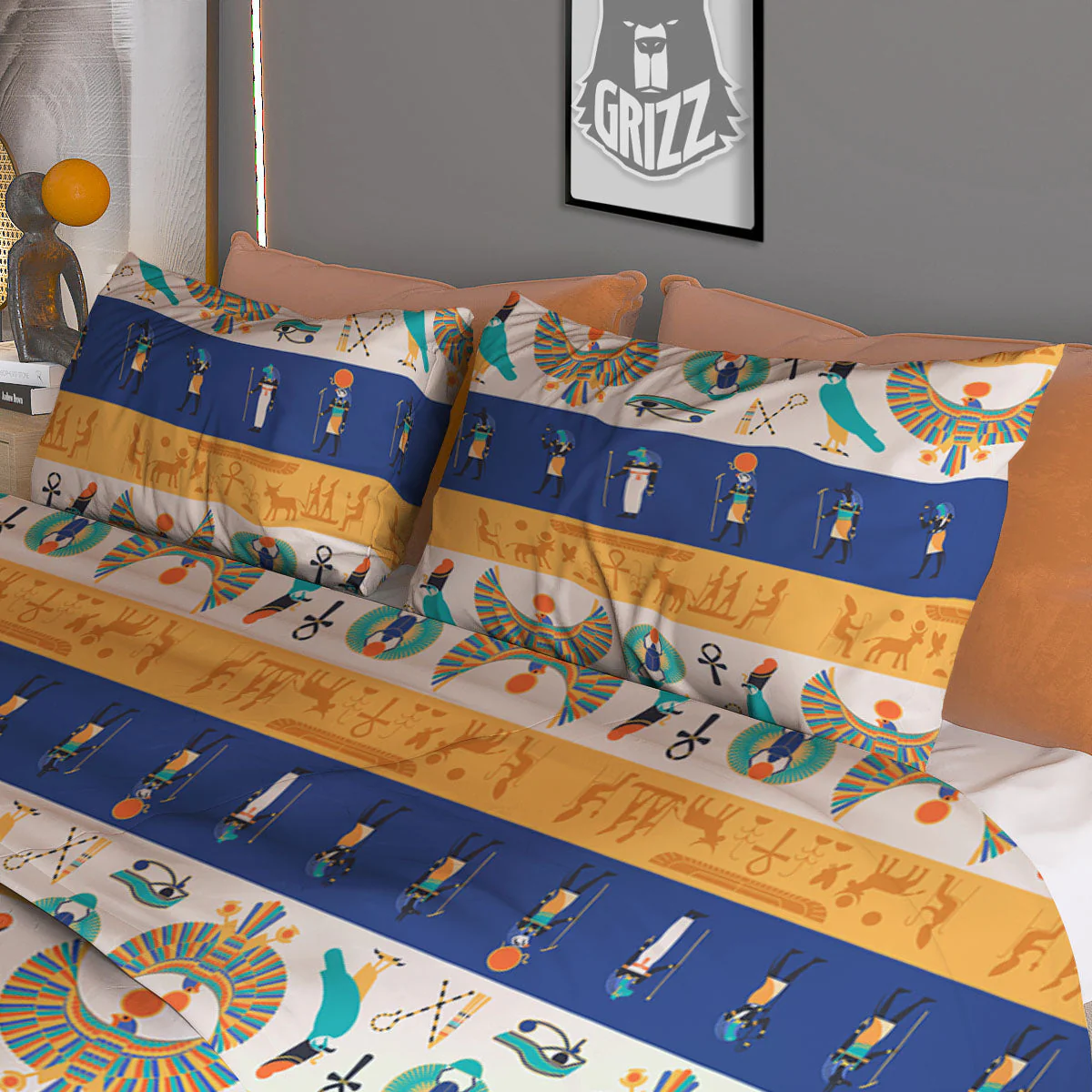 Symbols Egyptian Print Pattern Duvet Cover Bedding Set - Image 3