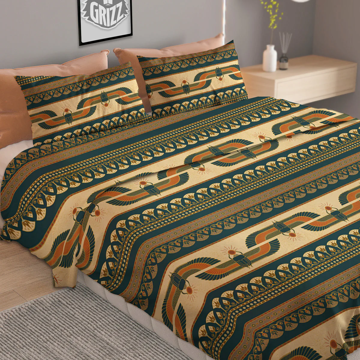 Symbols Of Ancient Egypt Print Pattern Duvet Cover Bedding Set - Image 2