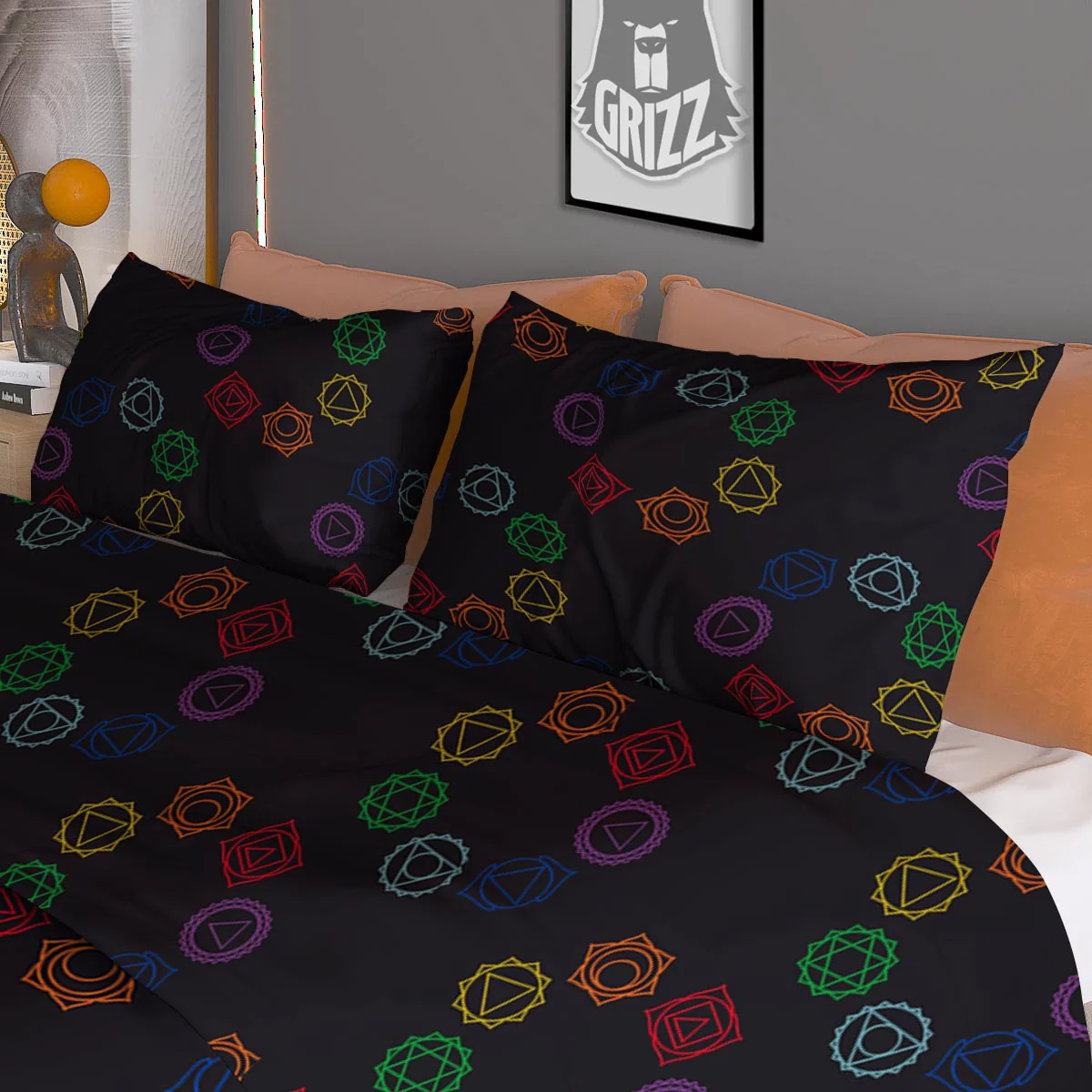 Symbols Seven Chakra Print Pattern Duvet Cover Bedding Set - Image 3
