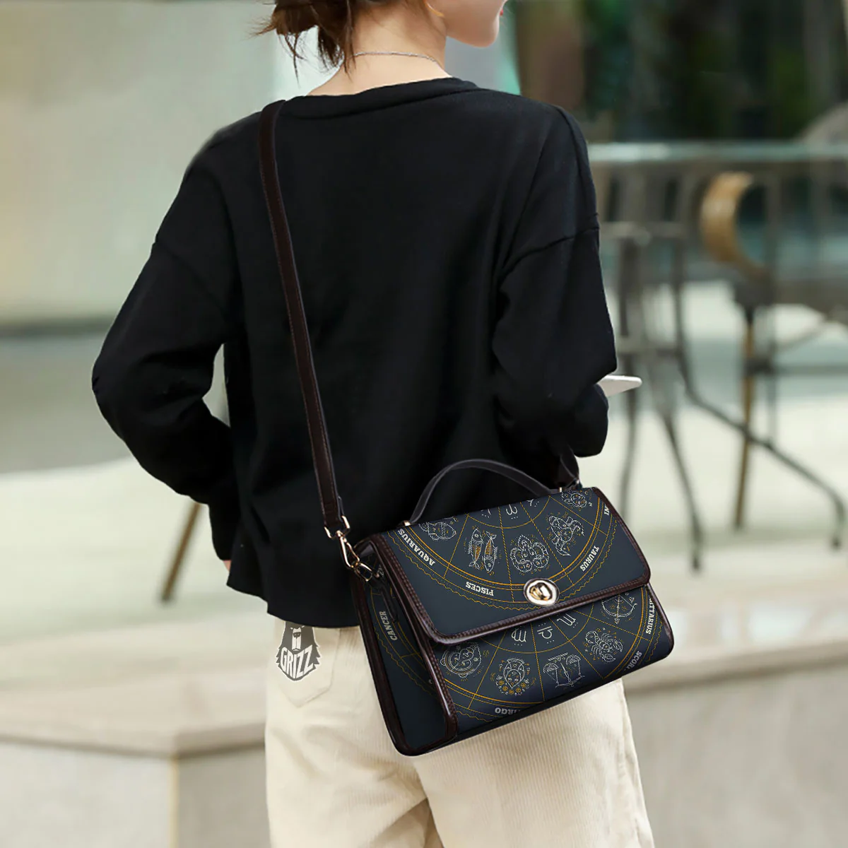 Symbols Zodiac Astrology Print Women's Satchel Bag - Image 3