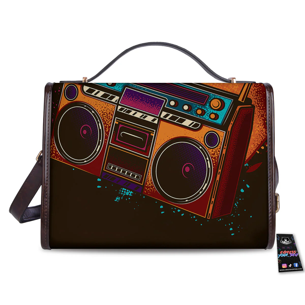 Tape Old Cassette Print Women's Satchel Bag - Image 2