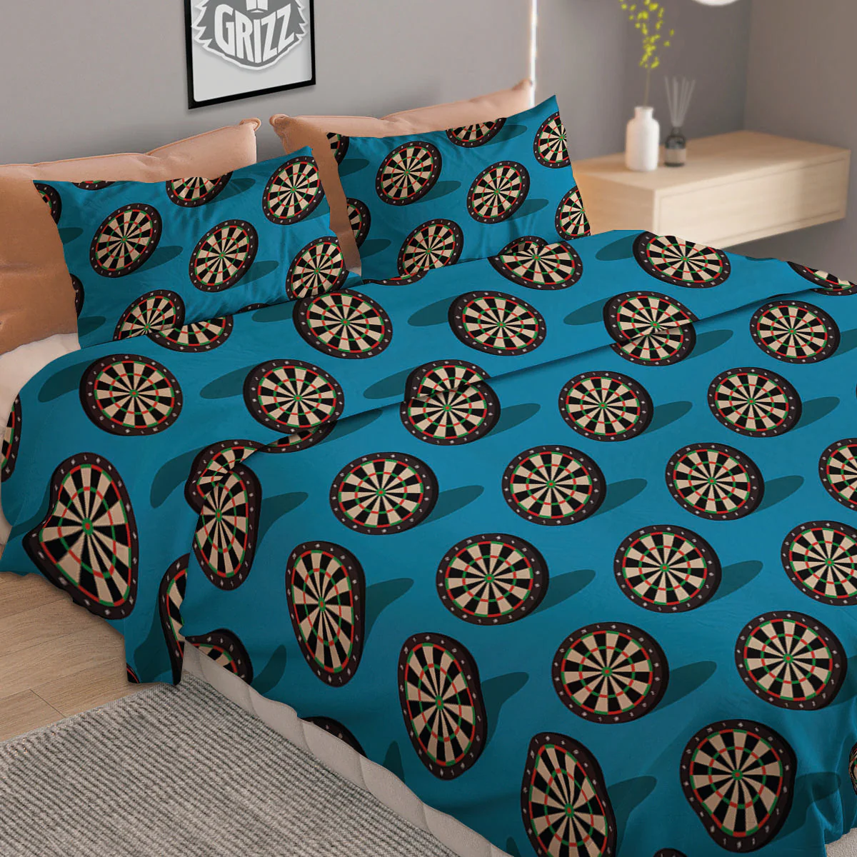 Target Blue Bullseye Print Pattern Duvet Cover Bedding Set - Image 2