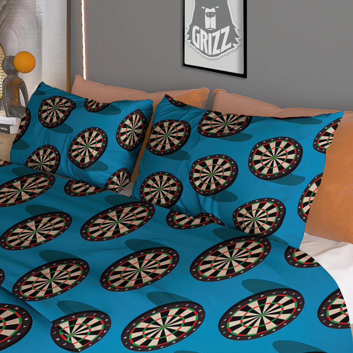 Target Blue Bullseye Print Pattern Duvet Cover Bedding Set - Image 3