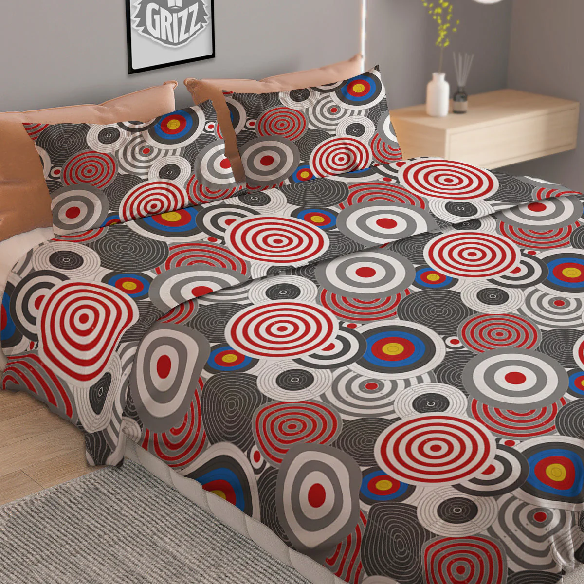 Target Darts Board Game Print Pattern Duvet Cover Bedding Set - Image 2