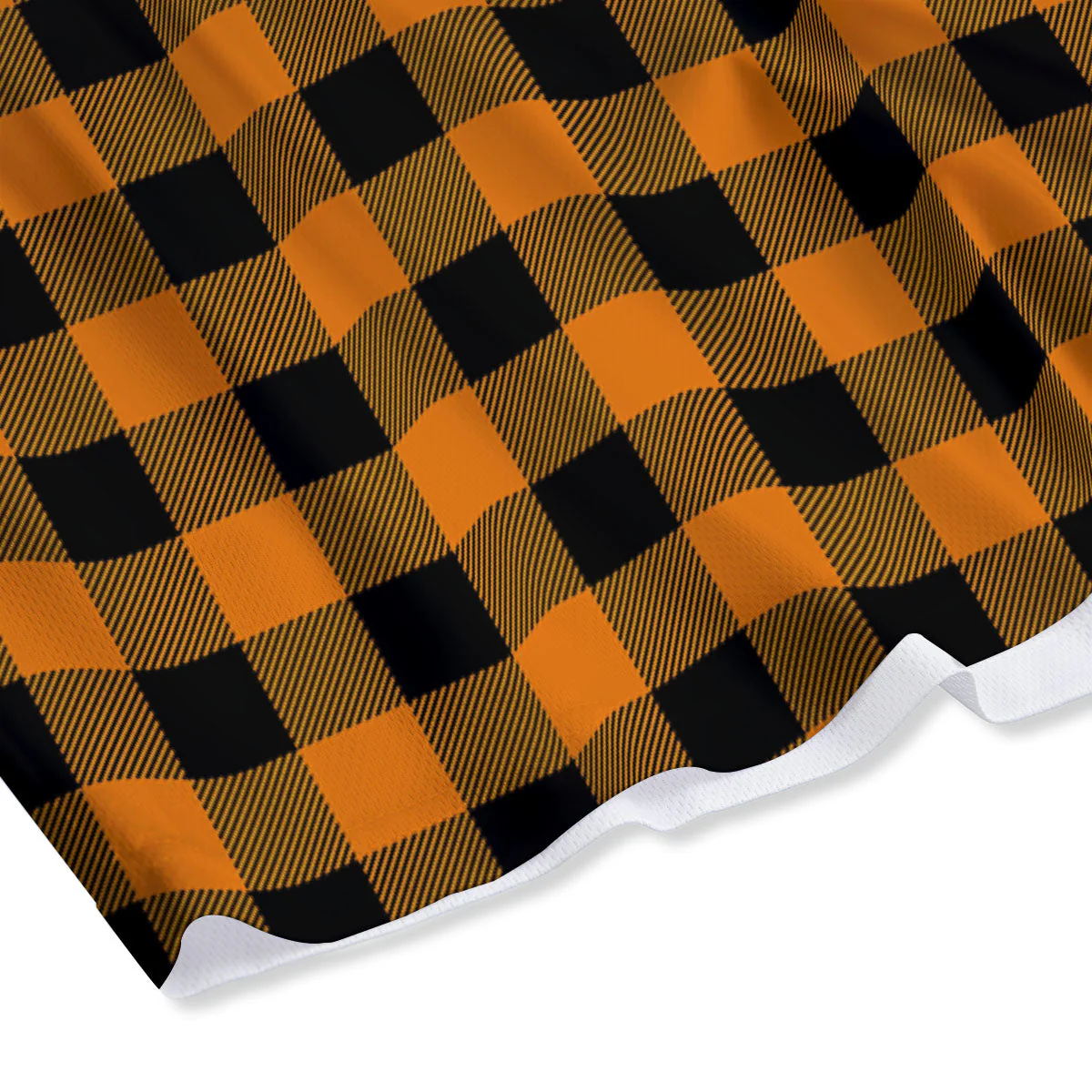 Tartan Black And Orange Print Pattern Mesh Shorts - Image 4