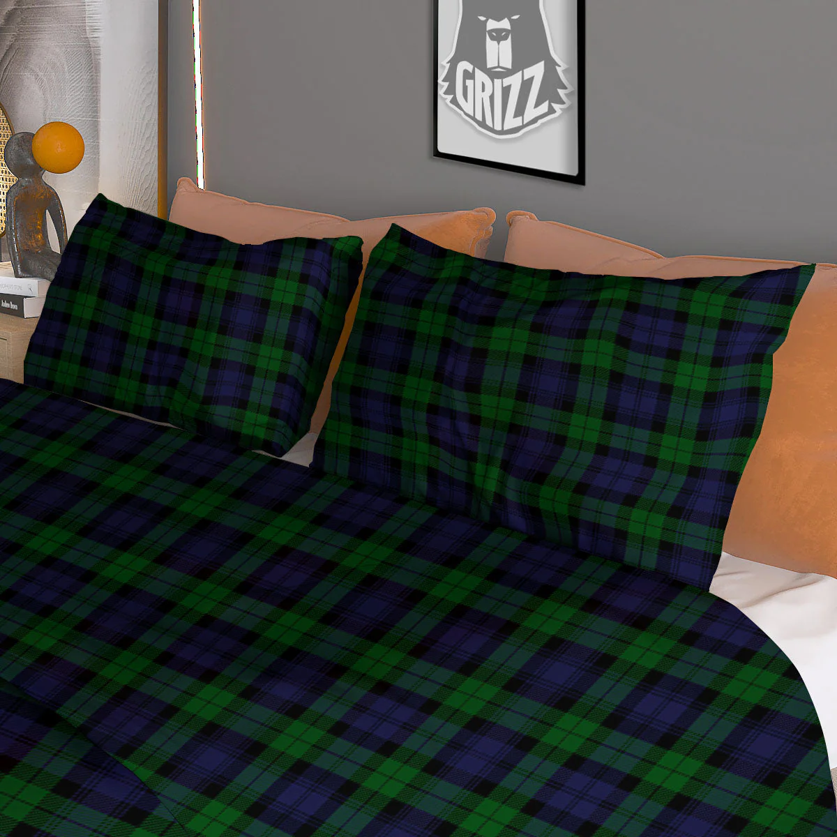 Tartan Black Watch Print Pattern Duvet Cover Bedding Set - Image 3