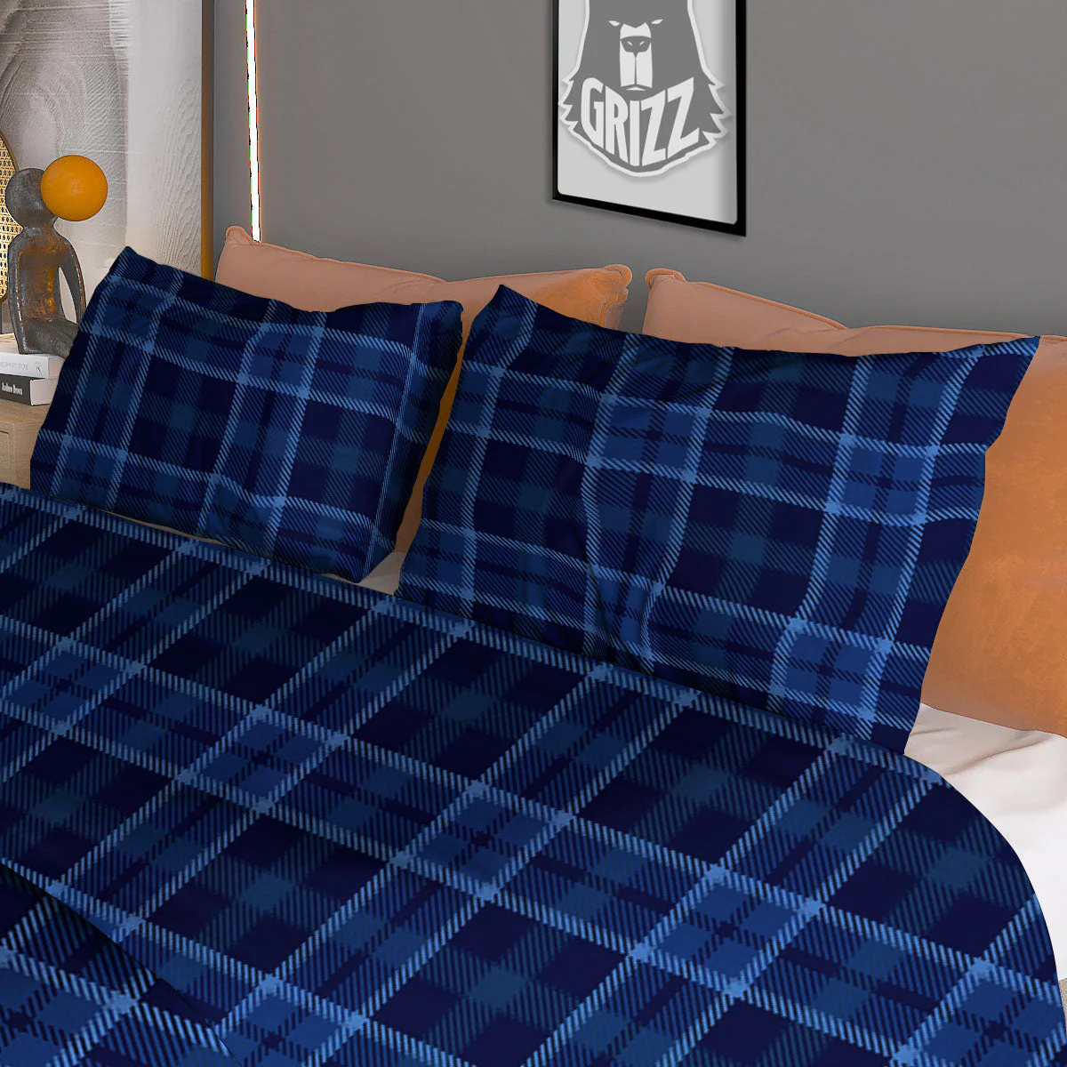 Tartan Blue Print Pattern Duvet Cover Bedding Set - Image 3