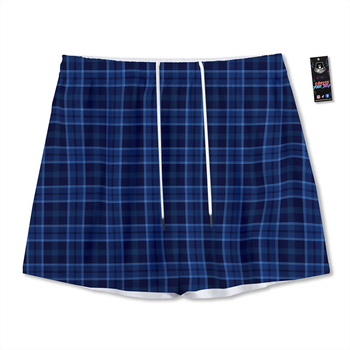 Tartan Blue Print Pattern Mesh Shorts