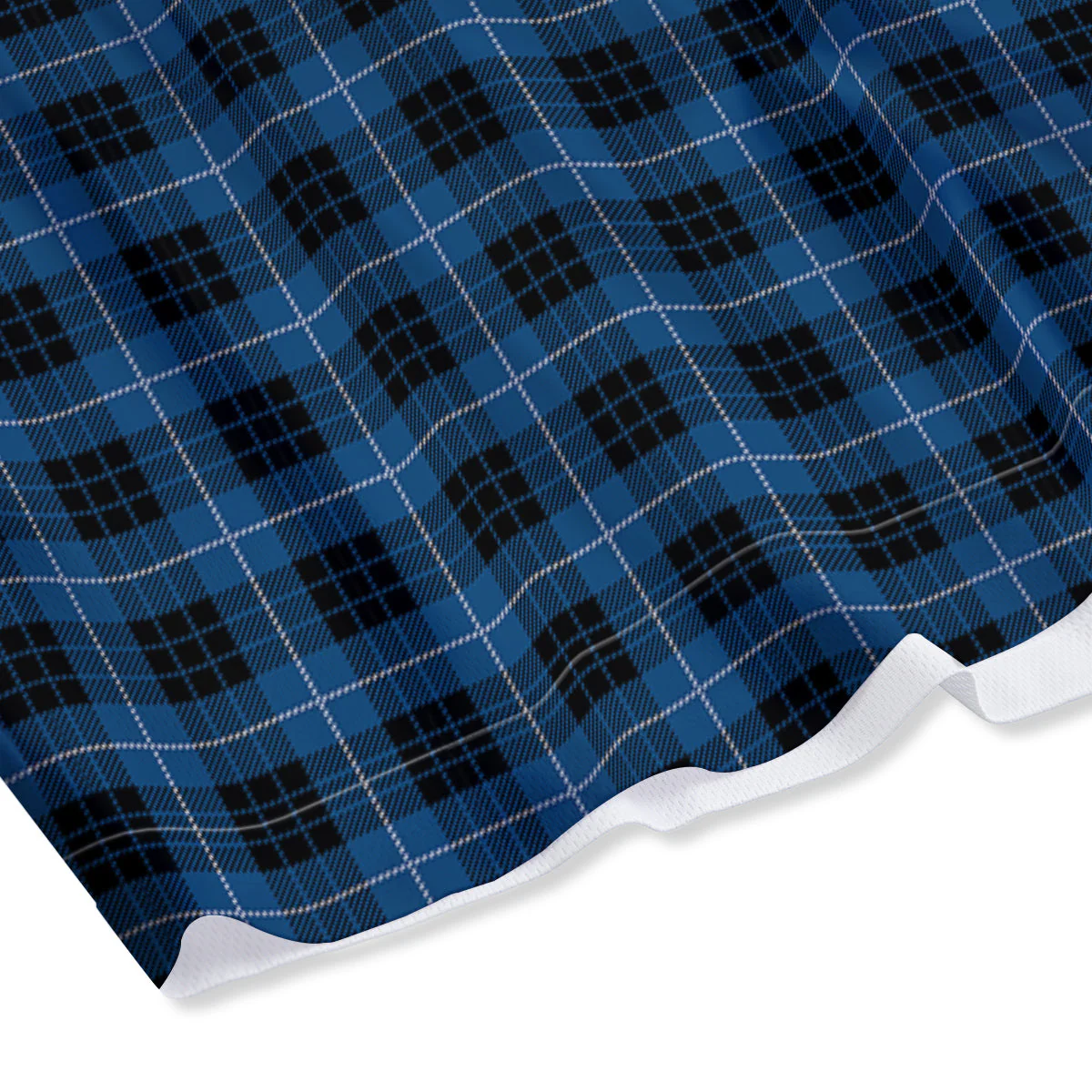 Tartan Dark Blue Print Pattern Mesh Shorts - Image 4