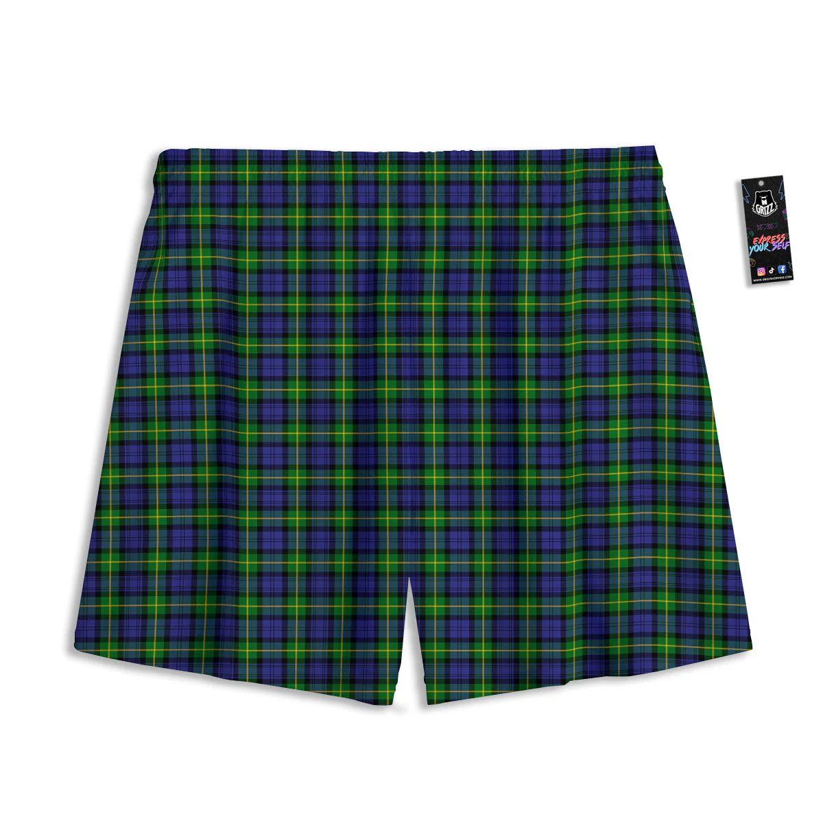 Tartan Green And Blue Print Pattern Mesh Shorts - Image 2